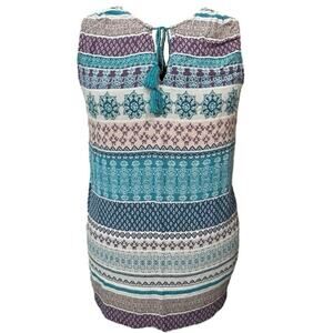BeachLunchLounge Sleeveless Multicolor Patterned Tunic Blouse Top L